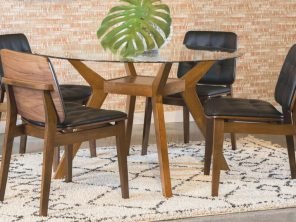 Paxton Round Glass Top 5-piece Dining Set Nutmeg