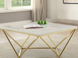 Meryl Square Coffee Table White and Gold