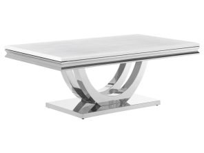 Kerwin U-base Rectangle Coffee Table White and Chrome