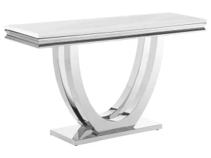 Kerwin U-base Stone Top Entryway Sofa Console Table Chrome