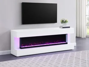 Vallerie 71" TV Stand with Visual Flame Box White