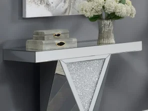 Amore Mirrored Acrylic Entryway Sofa Console Table Silver