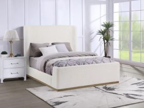 Nala Upholstered Eastern King Sleigh Bed Cream