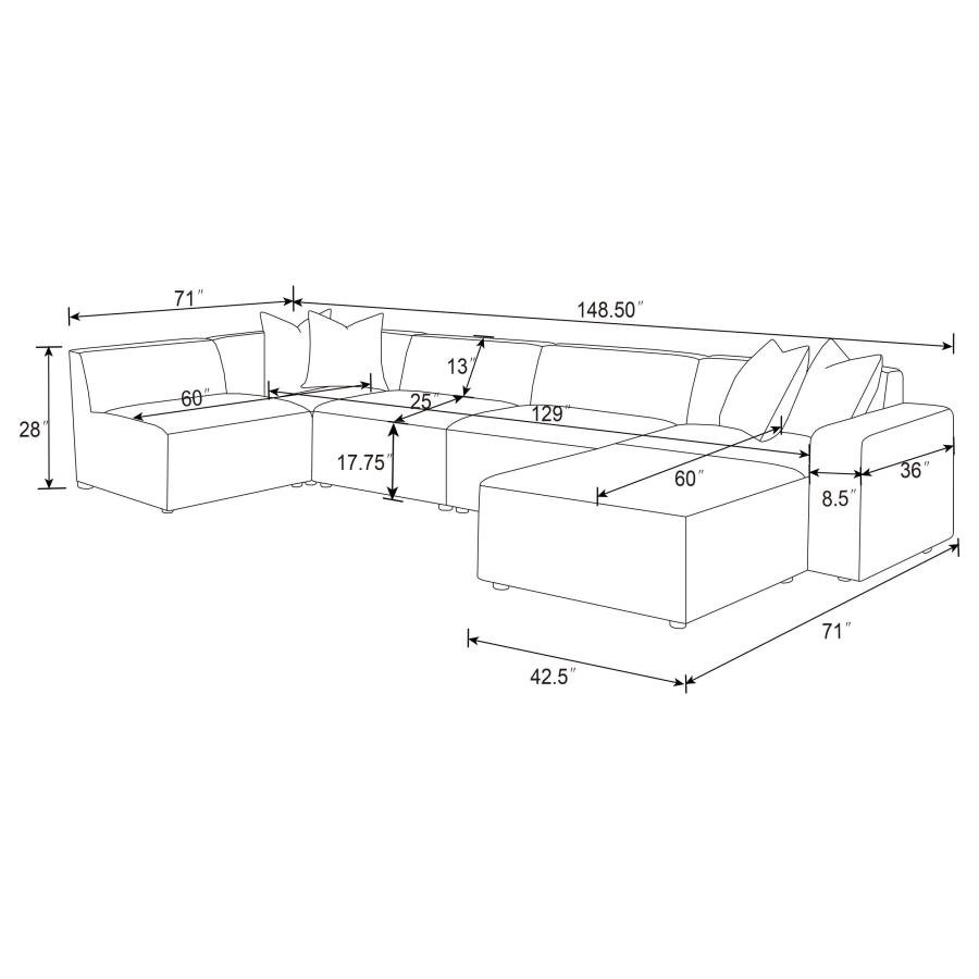 Freddie 6-piece Upholstered Modular Sectional Sofa Pearl - Image 7