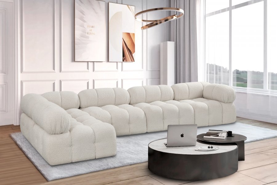 Ames 136" Boucle Fabric Sectional