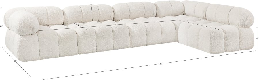 Ames 136" Boucle Fabric Sectional - Image 3