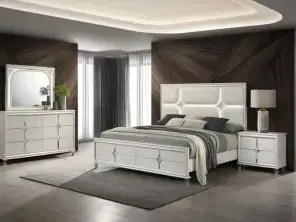 Olivia 4-piece Eastern King Bedroom Set Pearl White