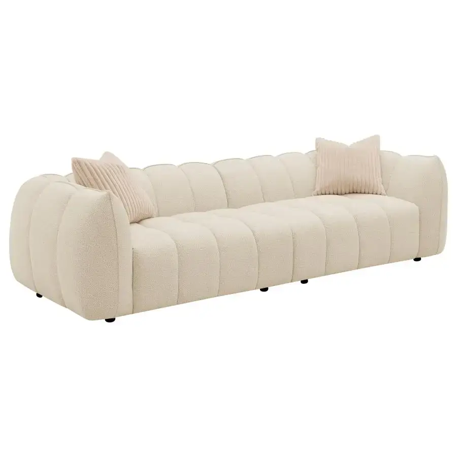 Winchester Boucle Upholstered Extra Long Sofa Sand Pebble - Image 6