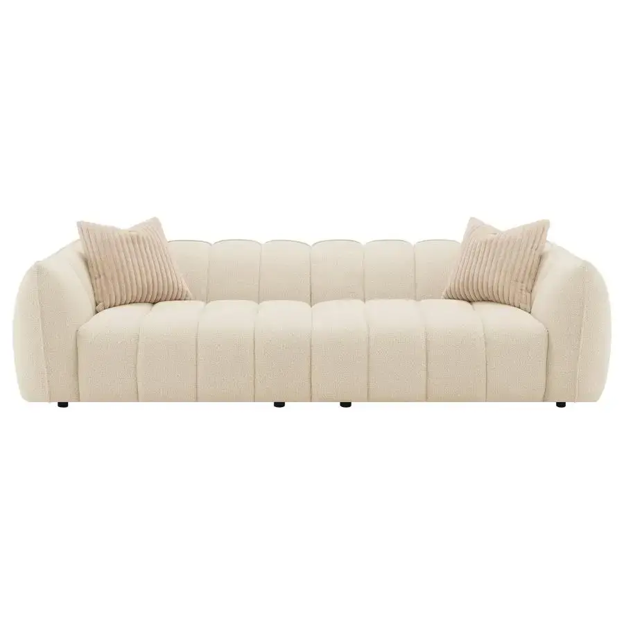 Winchester Boucle Upholstered Extra Long Sofa Sand Pebble - Image 5