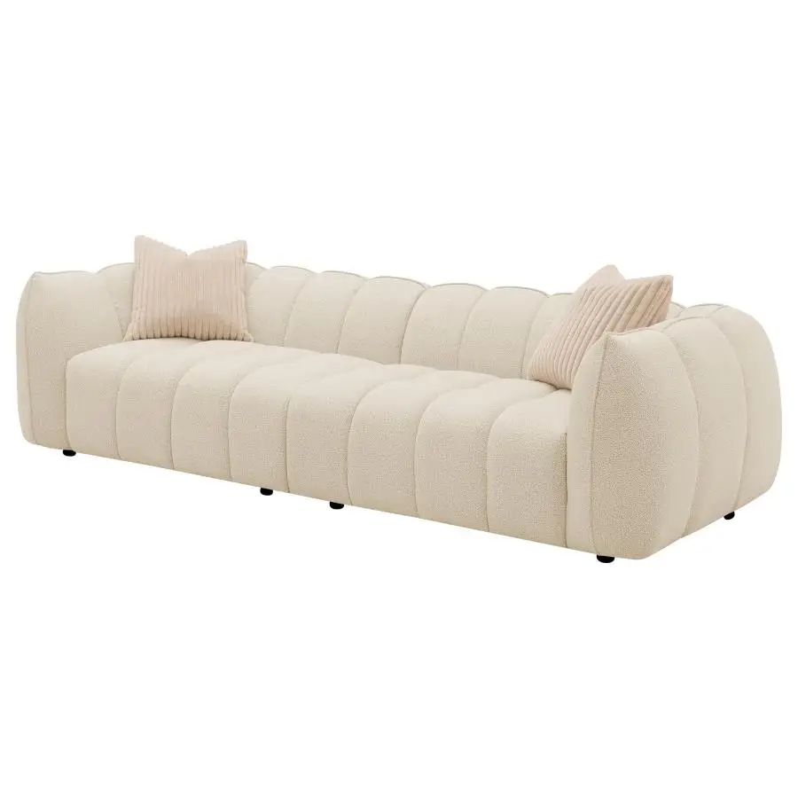 Winchester Boucle Upholstered Extra Long Sofa Sand Pebble - Image 4