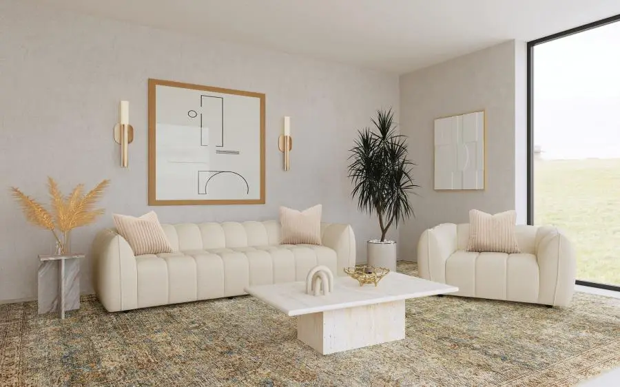 Winchester Boucle Upholstered Extra Long Sofa Sand Pebble - Image 2