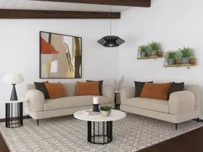 Jade 2-piece Chenille Upholstered Sofa Set Latte