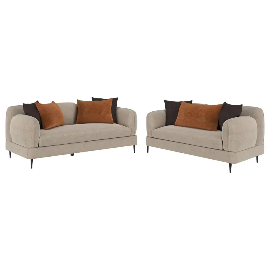 Jade 2-piece Chenille Upholstered Sofa Set Latte - Image 3
