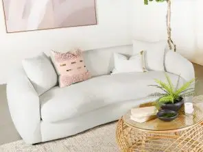 Isabel Faux Sheepskin Upholstered Sofa Natural