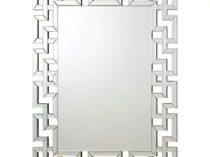 Forman 38 x 48 Inch Greek Motif Frameless Wall Mirror Silver