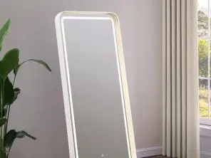 Glendora 32 x 71 Inch LED Standing Mirror BT Speakers Black