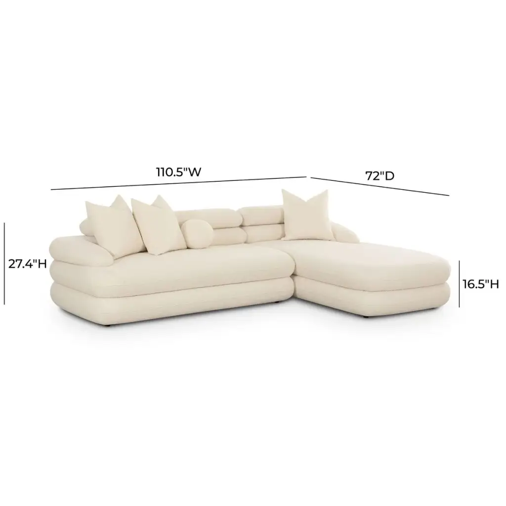 Luz seccional Cream Boucle Modular RAF Sectional - Image 2