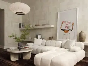 Lucia Cream Vegan Shearling 4-piece Modular Sectional