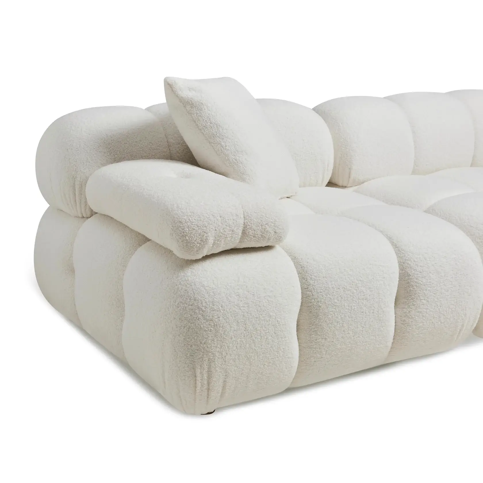 Lucia Cream Vegan Shearling 6-piece Modular U-Sectional - Image 5