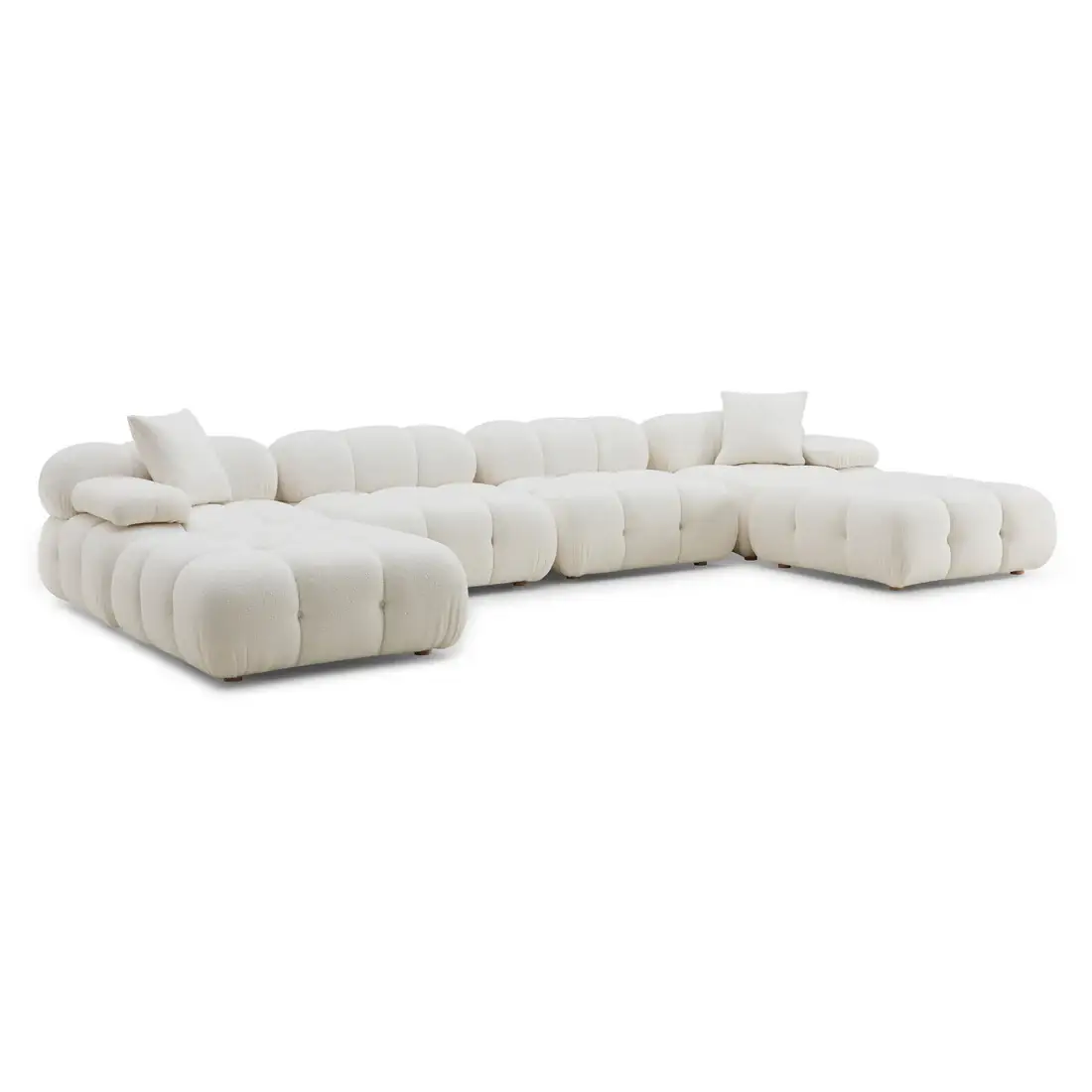 Lucia Cream Vegan Shearling 6-piece Modular U-Sectional - Image 4