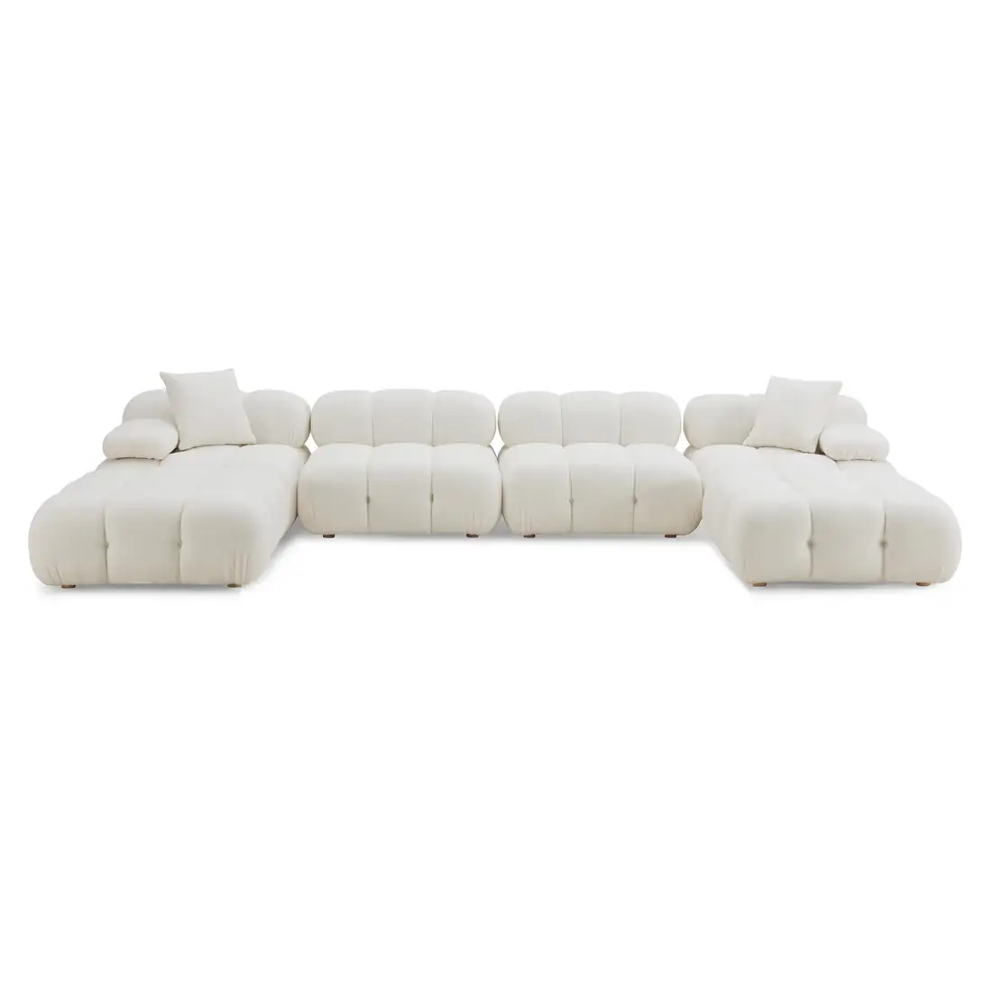Lucia Cream Vegan Shearling 6-piece Modular U-Sectional - Image 2