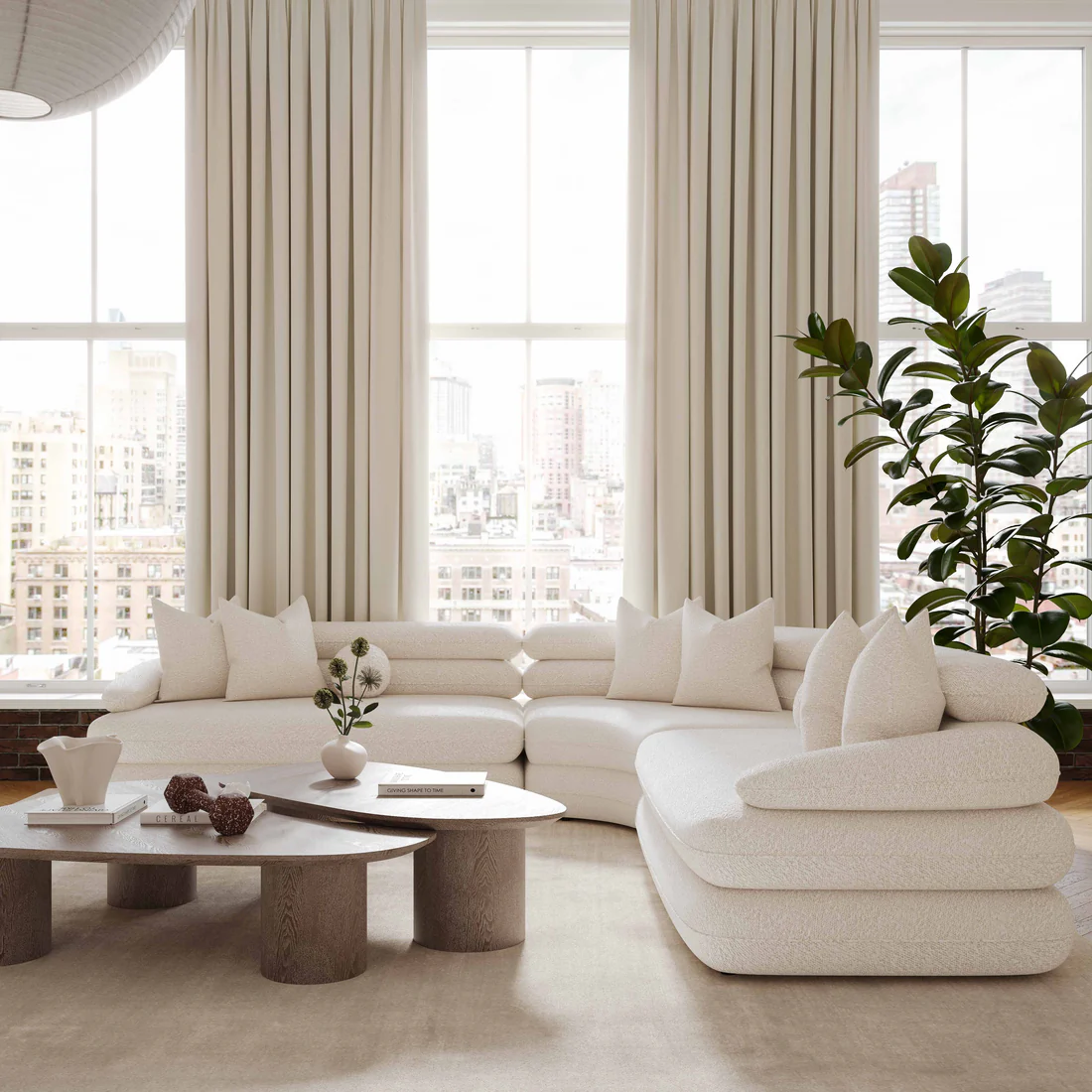 Lucia Cream Boucle Modular Curved Sectional