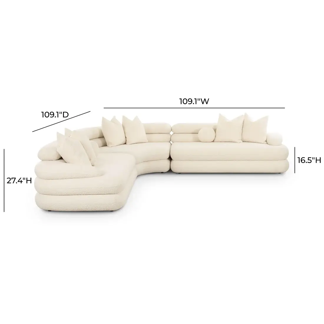 Lucia Cream Boucle Modular Curved Sectional - Image 7