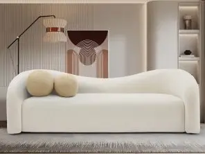 cali 86" Faux Shearling Teddy Fabric Upholstered Sofa