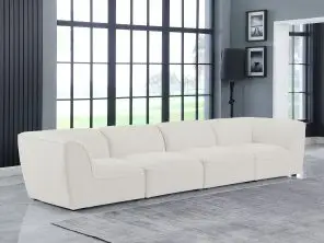 Miram 142" Linen Textured Fabric Upholstered 4pc. Modular Sofa