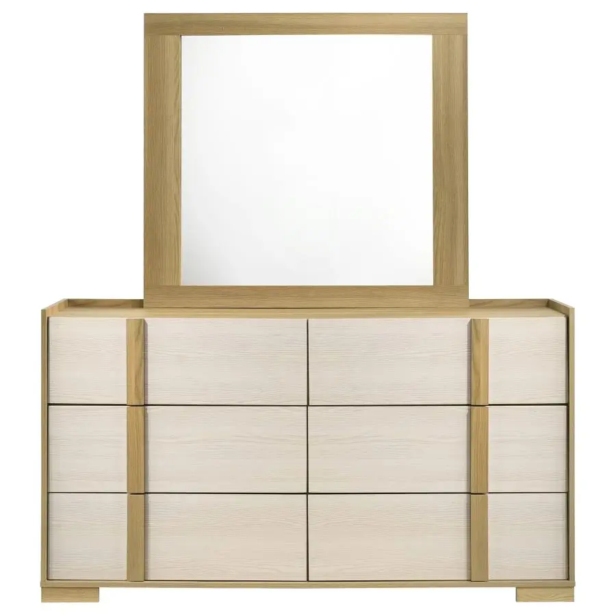 Hyland 6-drawer Dresser with Mirror Natural - Image 3