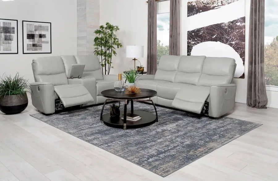 Greenfield 2-piece Power Reclining Sofa Set Dove Grey - Image 7