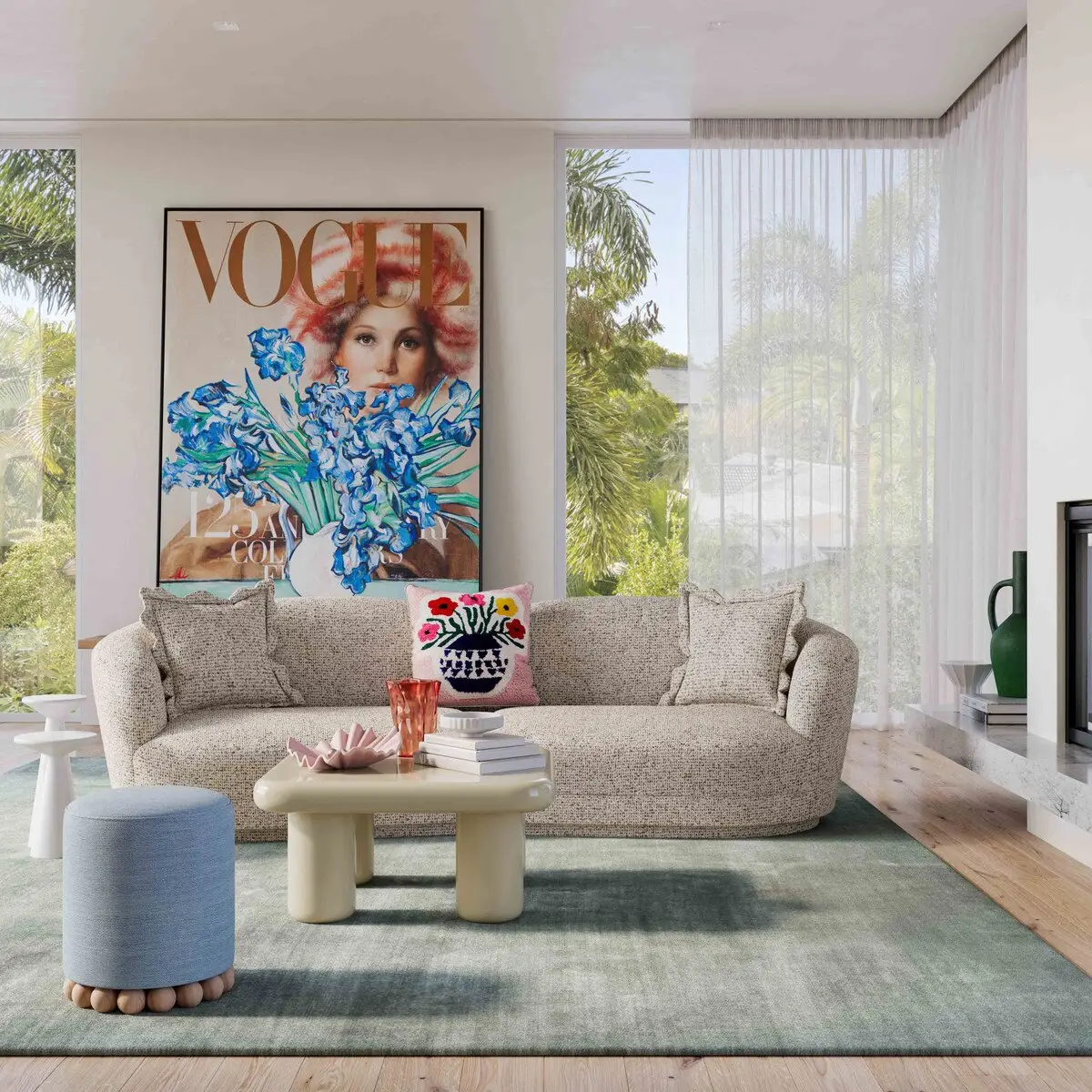 Marion Two-Tone Textured Boucle 4 Person Sectional - Image 2