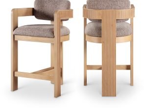 Sacha Linen Textured Fabric Upholstered Counter Stool