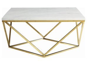 Meryl Square Faux Marble Top Coffee Table White and Gold
