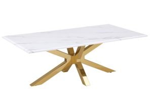 Visalia Faux Marble Top Stainless Steel Coffee Table Gold