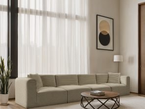 Shaggy 140" Corduroy Performance Fabric Upholstered Upholstered Modular Sofa