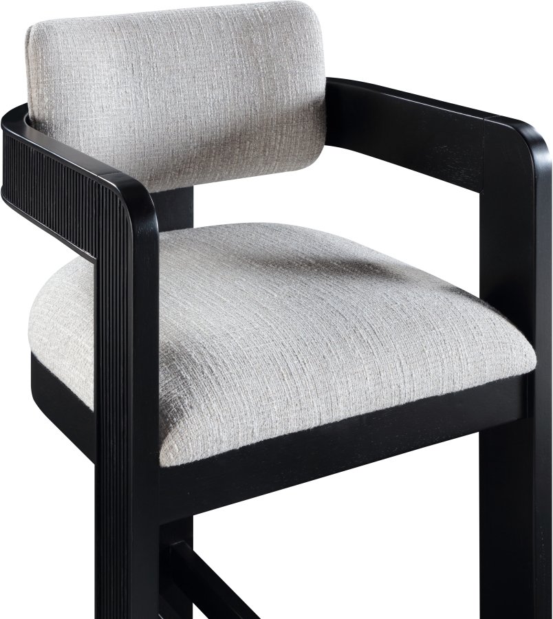 Sacha Linen Textured Fabric Upholstered Counter Stool - Image 4