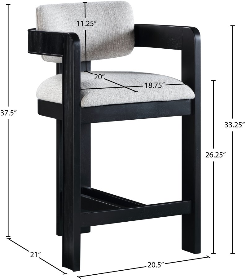 Sacha Linen Textured Fabric Upholstered Counter Stool - Image 2