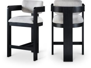 Sacha Linen Textured Fabric Upholstered Counter Stool