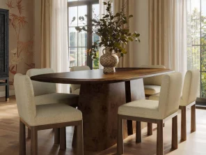 Gladyss 87" Brown Burl Oval Dining Table