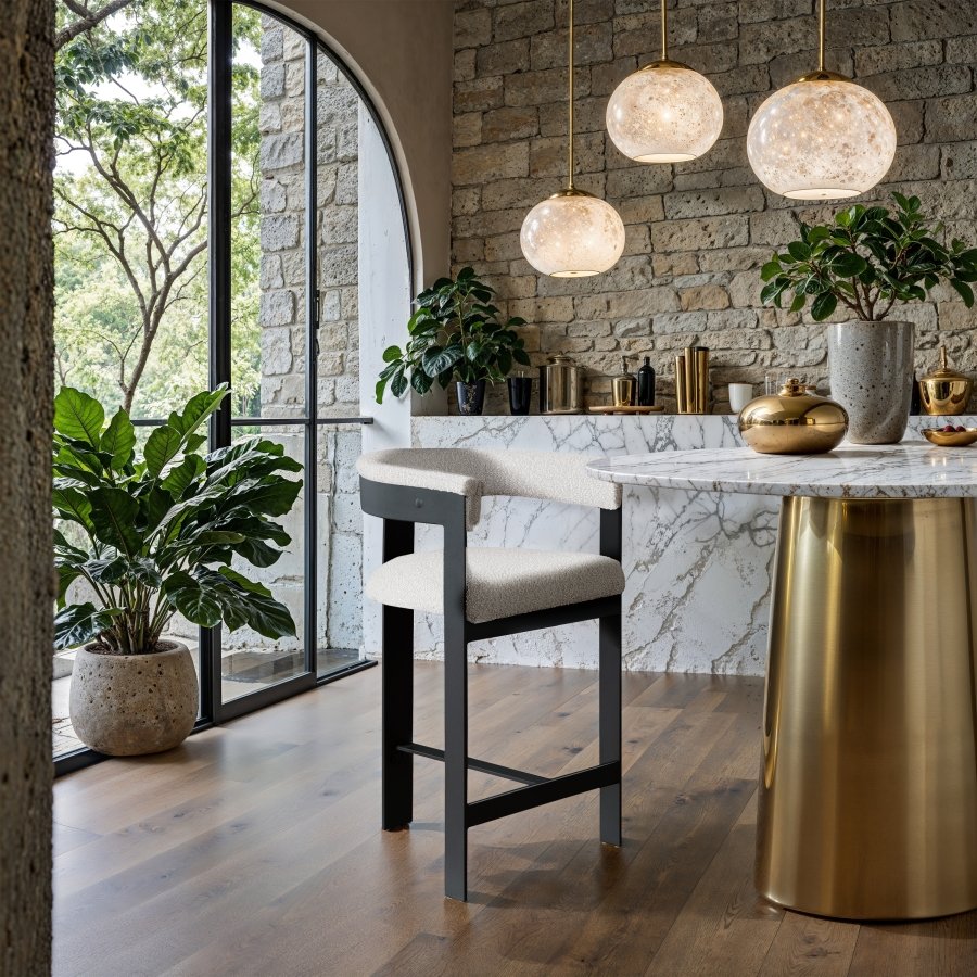 Romeo Boucle Fabric Upholstered Bar / Counter Stool