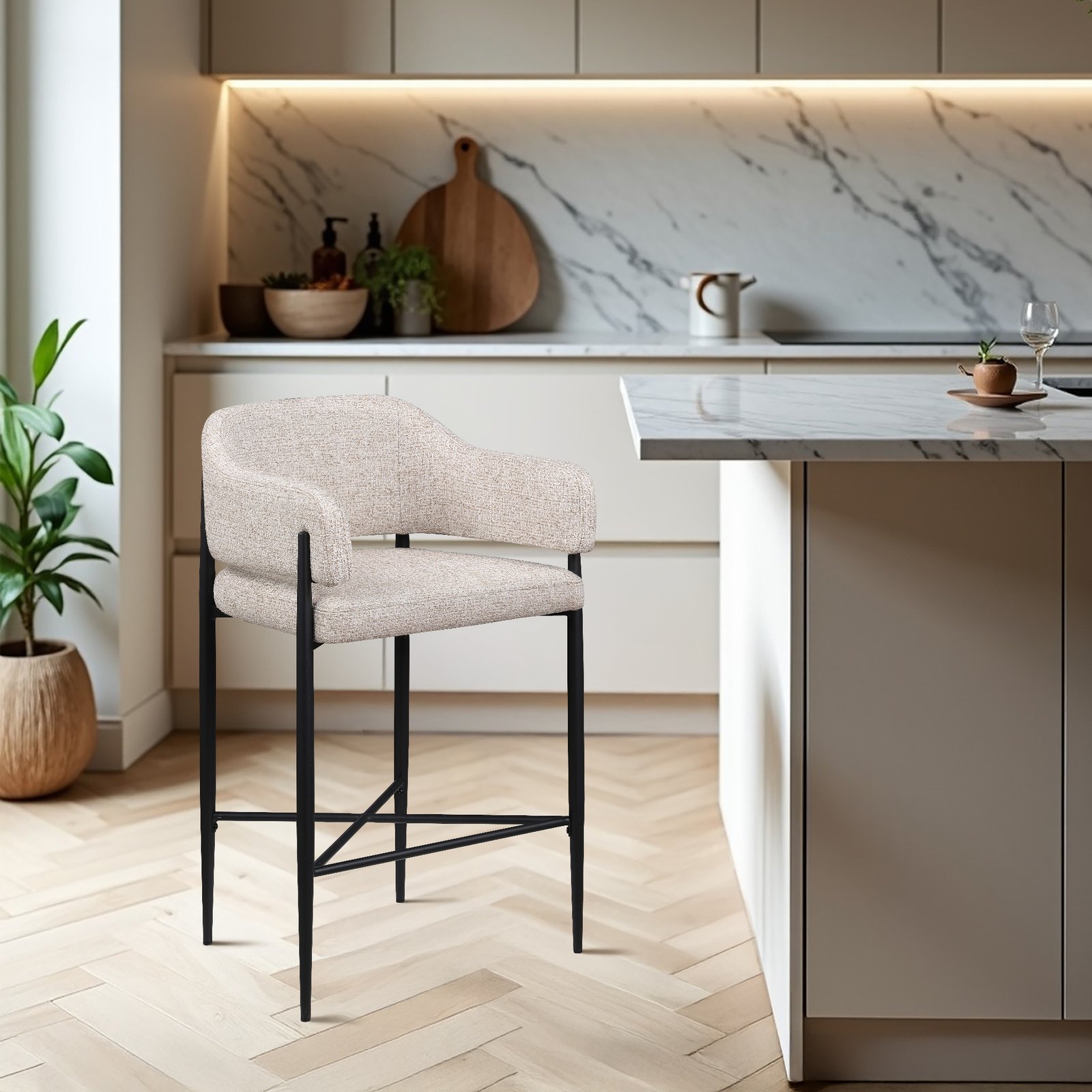 Dame Fabric Upholstered Counter Stool - Image 2