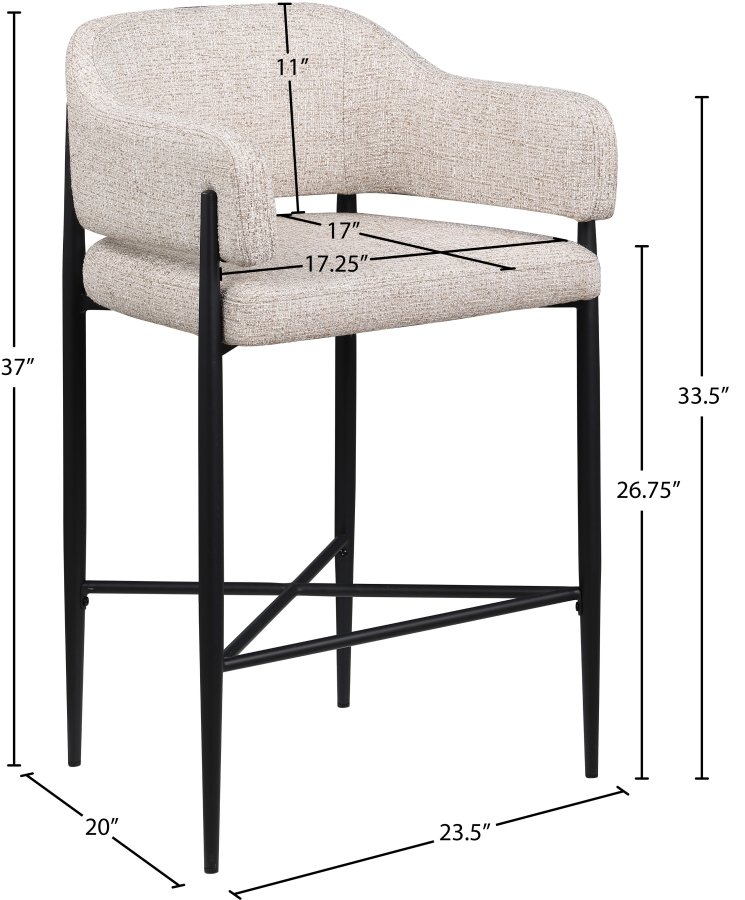 Dame Fabric Upholstered Counter Stool - Image 5