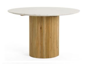 Cambridge White Marble & Mango Round Dining Table