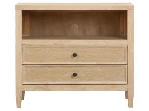 Bristol Park 30" Whitewashed Oak Wood 2-Drawer Nightstand