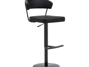 Cosmo Black Performance Vegan Leather on Black Steel Barstool