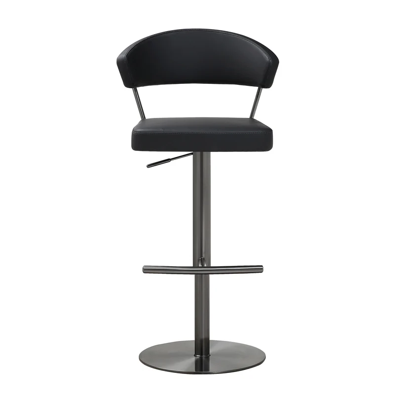 Cosmo Black Performance Vegan Leather on Black Steel Barstool - Image 6