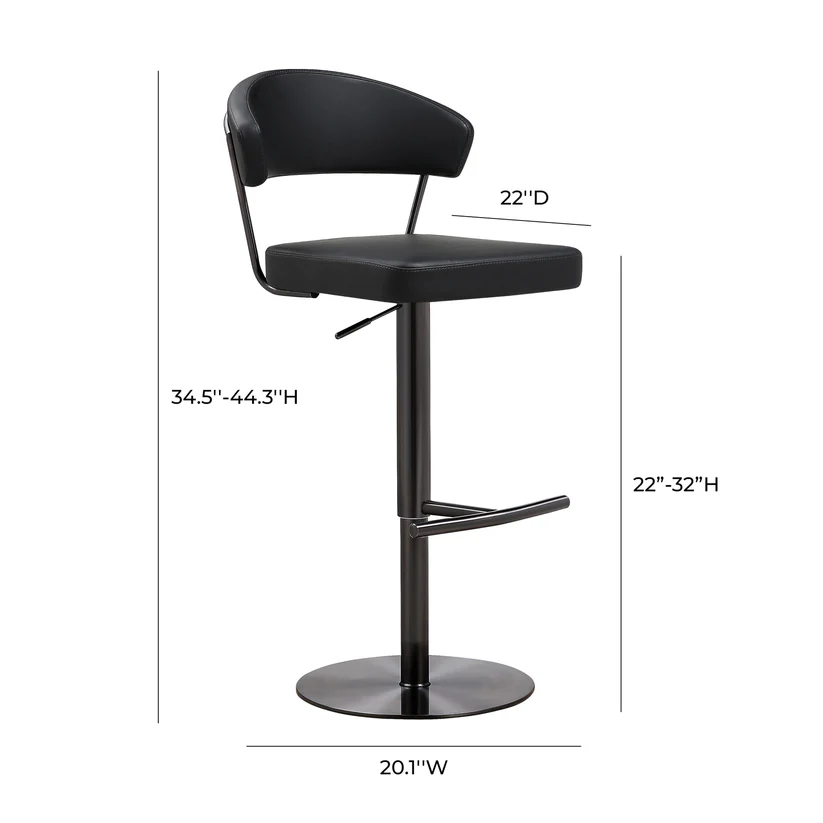 Cosmo Black Performance Vegan Leather on Black Steel Barstool - Image 7