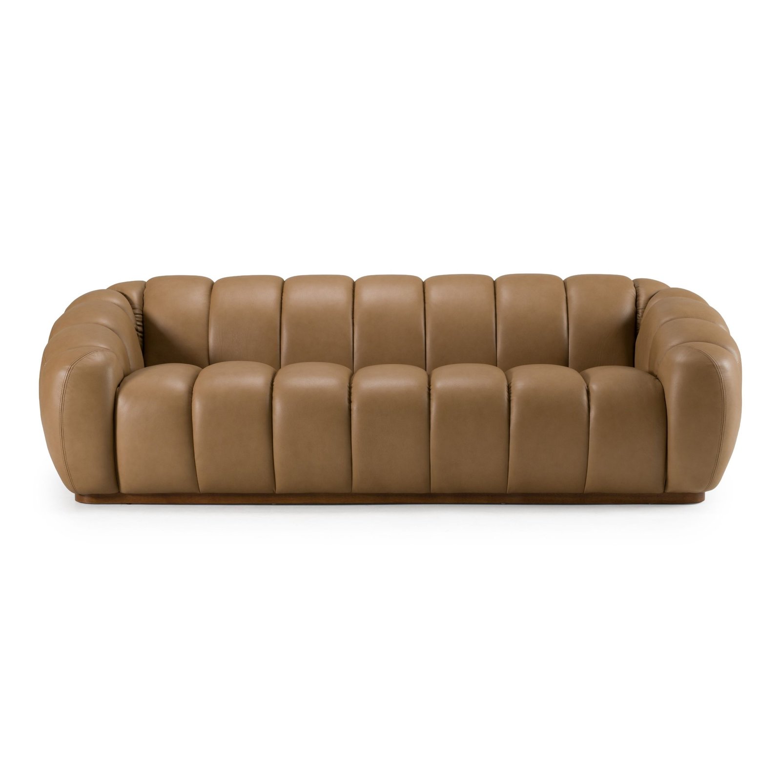 Ekwok - Modern Tan Leather Sofa - Image 3