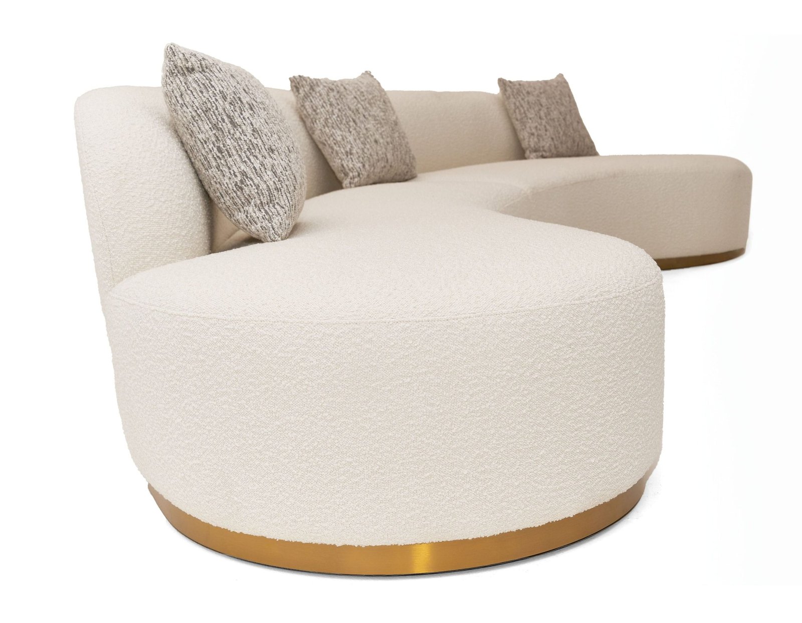 Frontier - Glam White Fabric Curved Sectional Sofa with Beige Pillows - Image 3